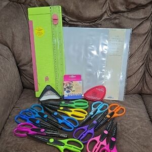 Colorful Craft Scissors and Scrapbook Items